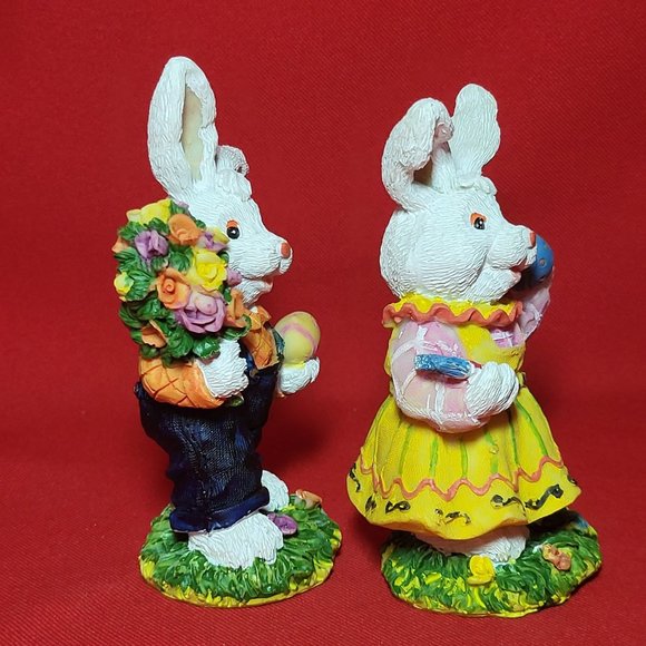 VTG Ks Collection Spring Easter Bunny Rabbit Figurine Home Decor Set of 2 - Picture 13 of 13